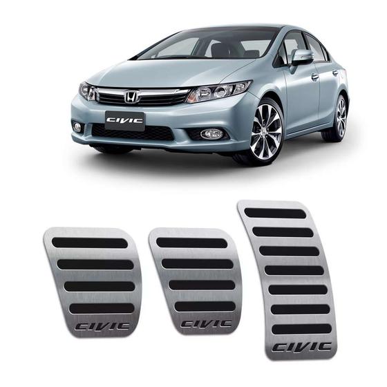 Imagem de Pedaleiras Civic 2012 A 2016 Em Aço Inox Manual Preto