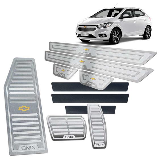 Menor preço em Pedaleiras Descanso Soleiras Onix 2013/2019 Prata Automático
