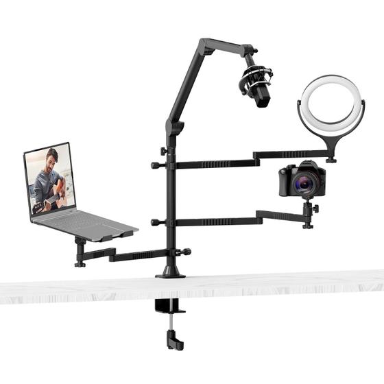 Imagem de Pedestal Articulado Mesa Microfone Dslr Canon,Notebook,Led