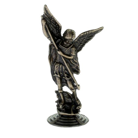 Imagem de Pedestal de São Miguel em Metal Envelhecido 8cm