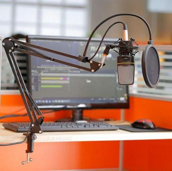 Pedestal Suporte Braço Articulado de Mesa Para Microfone de Rádio Estudio Youtuber Podcast Produtores Vídeos e Lives Menor preço em Pedestal Suporte Braço Articulado de Mesa Para Microfone de Rádio Estudio Youtuber Podcast Produtores Vídeos e Lives