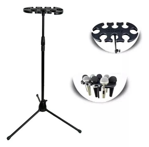 Imagem de Pedestal Suporte Descanso Saty 8 Microfones Sdm-08
