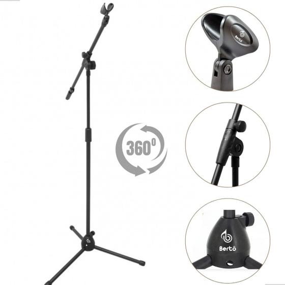 Imagem de Pedestal Suporte Microfone Girafa Com Cachimbo 360º
