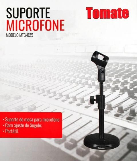 Imagem de Pedestal Suporte Microfone Mesa Studio Radio Tripé- Tomate