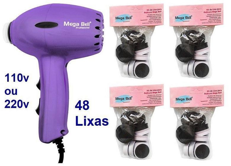 Imagem de Pedicuro Compact Elétrico Profissional Para Lixar Os Pés + 48 Lixas Descartáveis Lilás (Escolha a Voltagem)