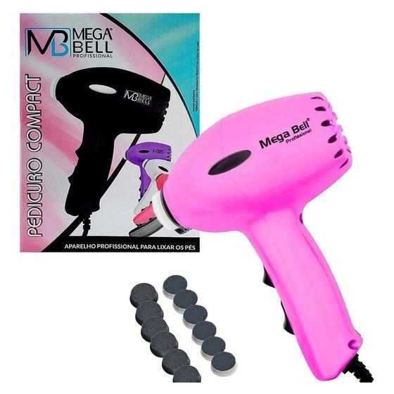 Imagem de Pedicuro Lixa Eletrica Esfoliador de Pes ( rosa) + 12 Lixas Manicure Pedicure Compact 127V