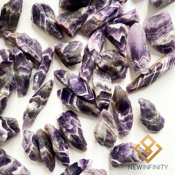 Pietra Ametista Chevron Forata - Per Gioielli Fai Da Te | Cristallo Naturale