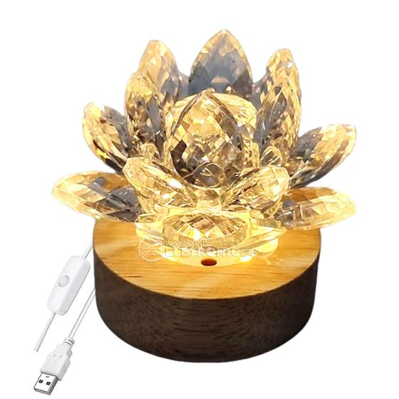 Imagem de Pedra Cristal Flor de Lótus Luz Led Lembrancinha KIT062 KIT063