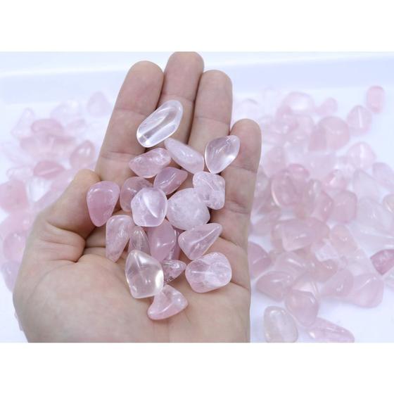 Imagem de Pedra Quartzo Rosa Rolada 1cm a 4cm - Amor Alegria Paz Stress Ansiedade - Cristal Natural