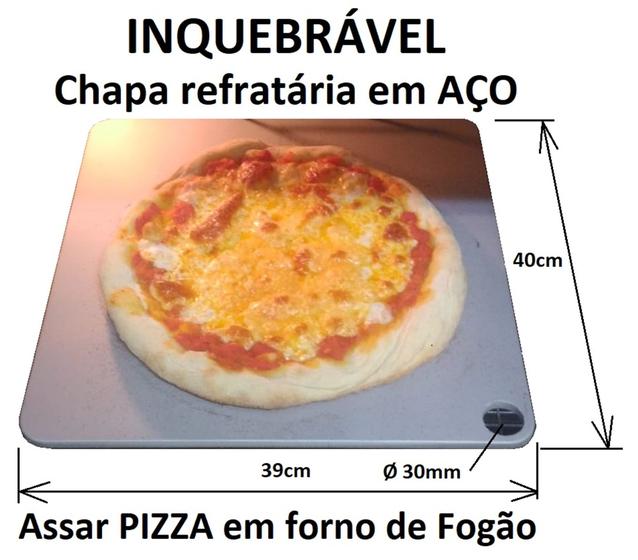 Imagem de Pedra Refratária Aço Carb. 40x39cm - 6mm Pizza Forno Fogão