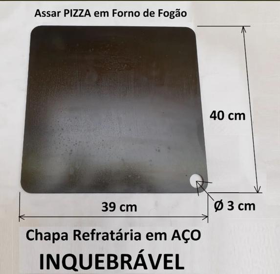 Imagem de Pedra Refratária Chapa De Aço 40x39cm 6mm Pizza Forno Fogão
