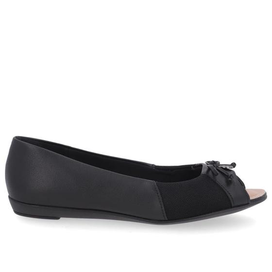 Imagem de Peep Toe Salto Rasteiro Preto Couro