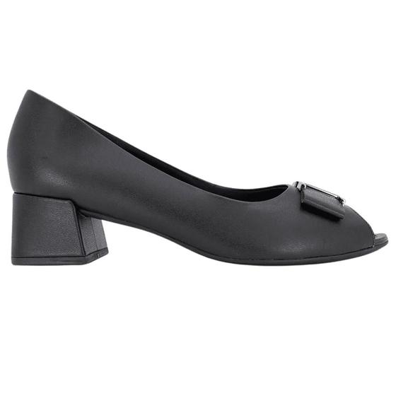 Imagem de Peep Toe Usaflex Salto Bloco Preto Couro 1624001