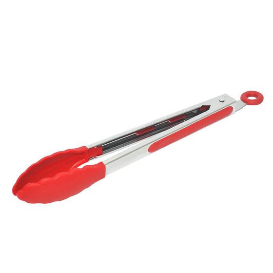 Imagem de Pegador de Silicone Vermelho Pinça em Aço Inox com Trava