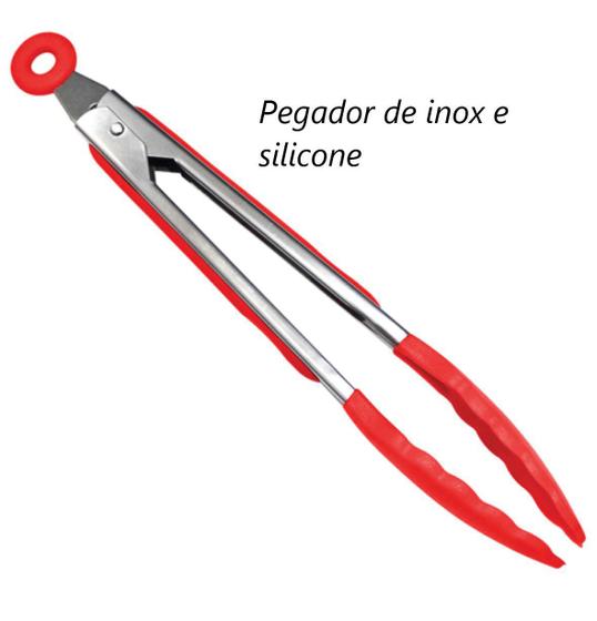 Pegador silicone carne churrasco salada cozinha Gelo Macarrão pinça culinaria 30cm Vermelho livre de bpa uni SU15007 Imagem de Pegador silicone carne churrasco salada cozinha Gelo Macarrão pinça culinaria 30cm Vermelho livre de bpa uni SU15007