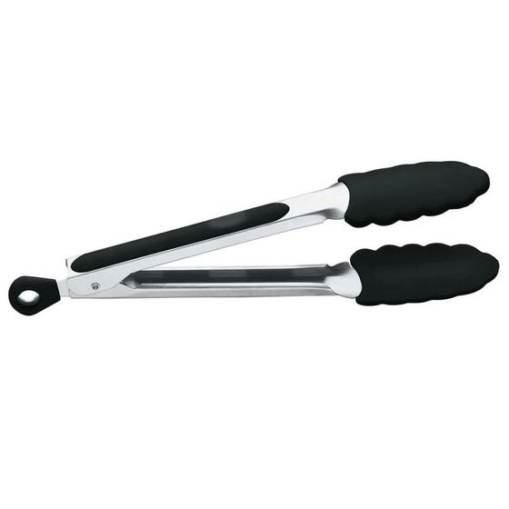 Imagem de Pegador Silicone E Inox Carne Churrasco Salada Pinça 30cm Preto