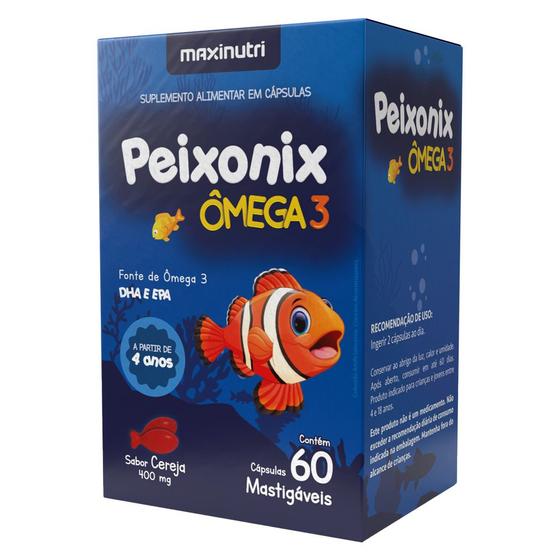 Imagem de Peixonix Ômega 3 Mastigável Maxinutri Sabor Cereja 60 Caps