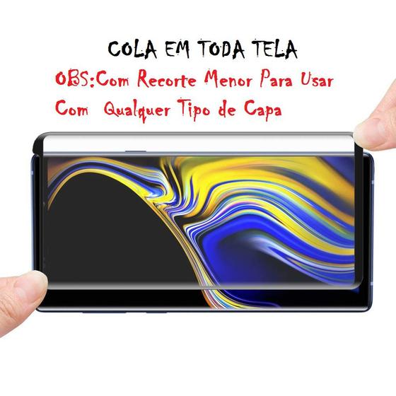 Imagem de PelÃcula de Vidro 3D Galaxy Note 9 Tela Curva Cola Na Tela Toda