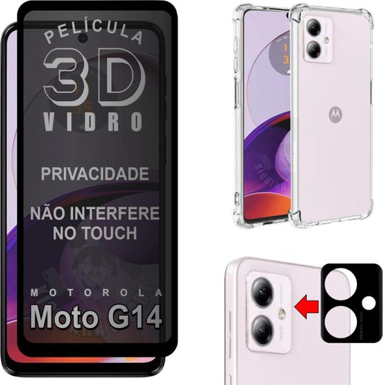 Imagem de Película 3D Pr + Câmera 3d + Capinha Para Motorola Moto G14