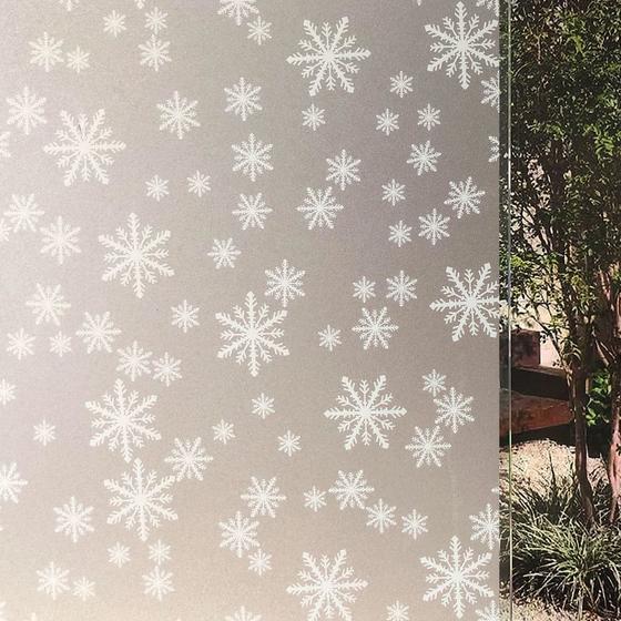 Imagem de Pelicula Adesiva Eletrostatica para Porta de Vidro Flocos de Neve 210x180cm