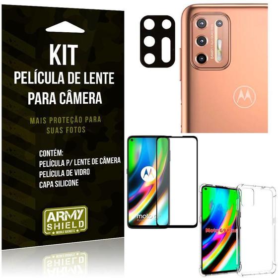 Imagem de Película De Câmera Moto G9 Plus+Película 3D+Capa Anti Shock