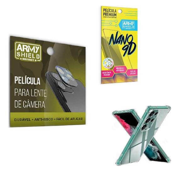 Imagem de Película de Camêra Samsung S23 Ultra Com Película de Cerâmica 9D e Capinha Anti Shock - Armyshield