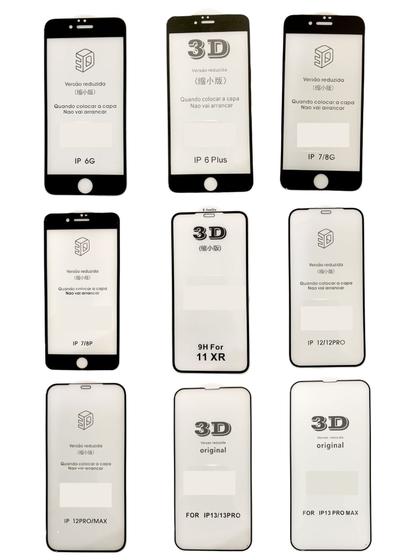 Imagem de Película de Vidro 3D Compatível com iPhone Diversos Modelos