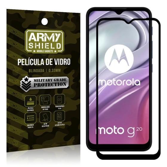 Imagem de Película de Vidro 3D Moto G20 Blindada para tela 6,5" Full Cover - Armyshield