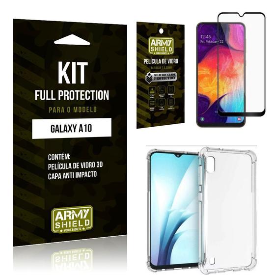 Imagem de Película de Vidro 3D Samsung A10 + Capinha Anti Impacto - Armyshield