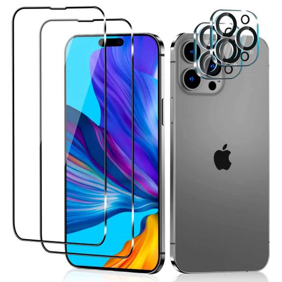 Imagem de Película de Vidro 3D Temperado + Película Lente Câmera Compatível com iPhone 14 Pro Max