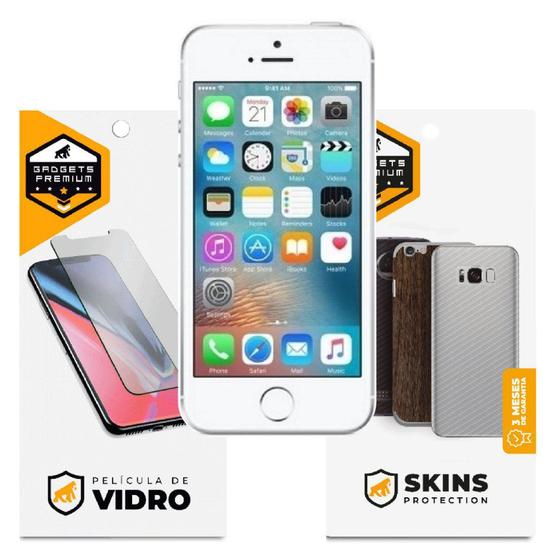 Imagem de Película de Vidro Dupla + Traseira Fibra de Carbono para iPhone 5S - Gshield