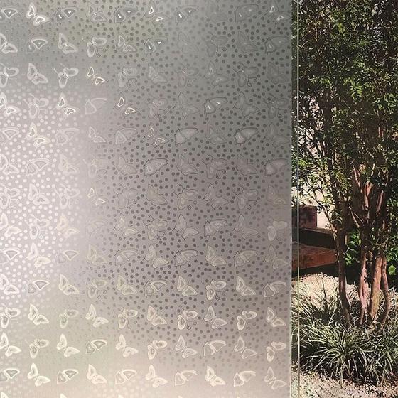 Imagem de Pelicula Eletrostatica 3D p Vidro Blindex Modelo Borboletas e Flores 200x60cm