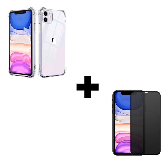 Imagem de Película Fosca Privacidade + Capa Capinha Anti Impacto Para iphone 11 Transparente