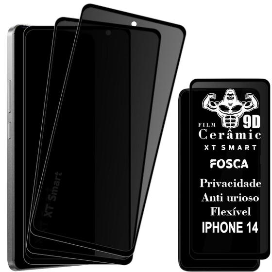 Imagem de Película Fosca Privacidade Para IPhone 14  Kit 3 Películas