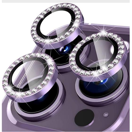 Imagem de Película Lente Câmera Strass Brilho Compatível Com iphone 16 pro max tela 6.9 Proteção