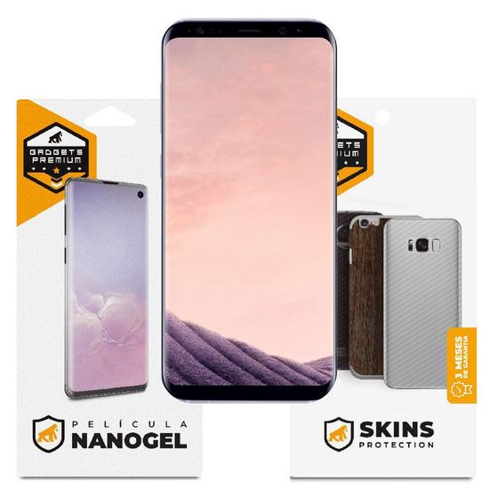 Imagem de Película Nano Gel Dupla + traseira fibra de carbono para Samsung Galaxy S8 Plus - Gshield (Cobre toda tela)