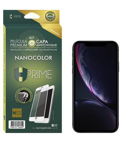 Imagem de Película Premium HPrime  IPhone Xr - Preto - Kit NanoColor (Acompanha Capa Protetora)