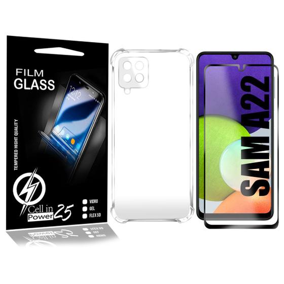 Imagem de Pelicula Vidro 3D + Capa COM BORDA Galaxy A22 4G 6.4 - Cell In Power25