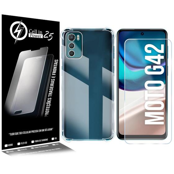 Imagem de Película Vidro + Capa COM BORDA Compatível Moto G42 XT2233 6.4 - Cell In Power25