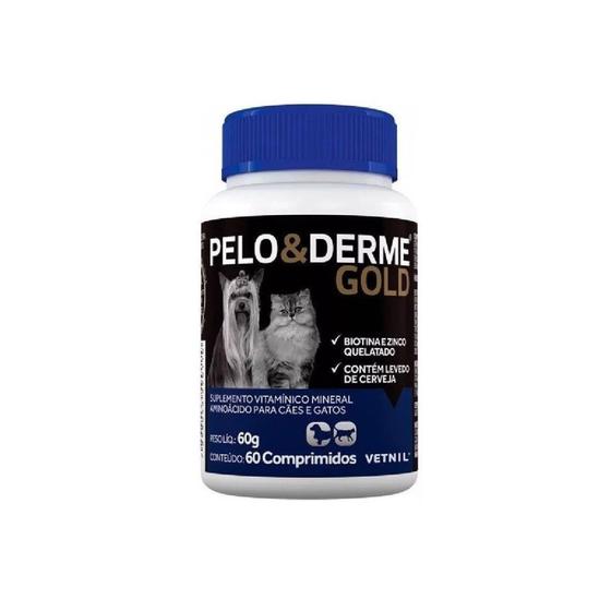 Imagem de Pelo & Derme Gold 60 comp. Suplemento Cães e Gatos - Vetnil