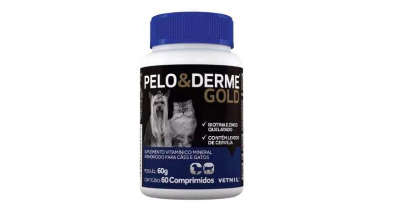 Imagem de Pelo & Derme Gold Suplemento Para Cães e Gatos Vetnil 60Comp