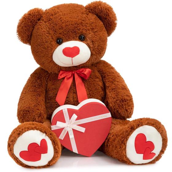 Imagem de Peluche de pelúcia HollyHome Teddy Bear 90 cm com coração vermelho