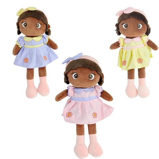 Imagem de Pelúcia Boneca Infantil Negra Fofa Lala Amigos do Coração DM - DM Toys