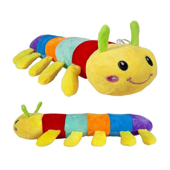 Imagem de Pelúcia Centopeia Colorida Macio E Antialérgico Rostinho Feliz Super Fofinho - 33cm - Bee Toys