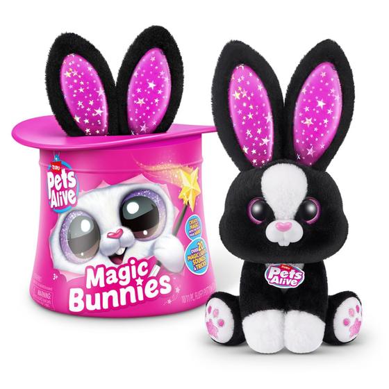 Imagem de Pelúcia Interativa com Som e Luz - Magic Bunnies - Pets Alive - Preto - Candide