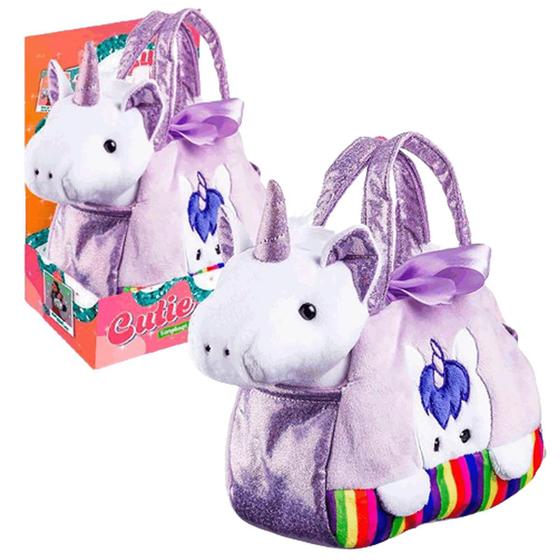 Imagem de Pelúcia Unicórnio Roxo na Bolsinha Handbag Cutie Multikids