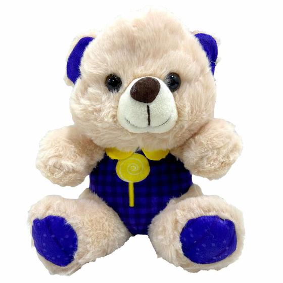 Imagem de Pelucia Urso Creme Roupa Roxa 18cm +3 Anos Fizzy