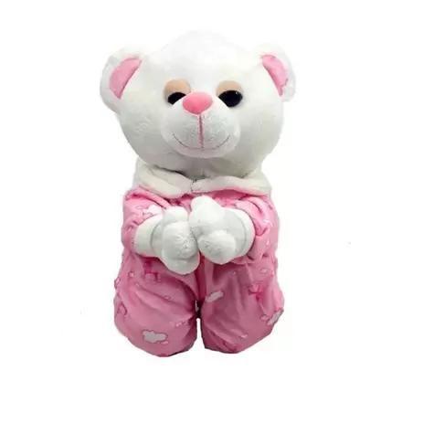 Imagem de Pelucia Urso Reza Pai Nosso Rosa 30cm