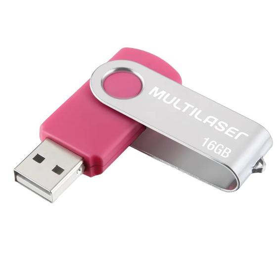 Pen Drive 16gb Rosa Twist Multilaser Menor preço em Pen Drive 16gb Rosa Twist Multilaser