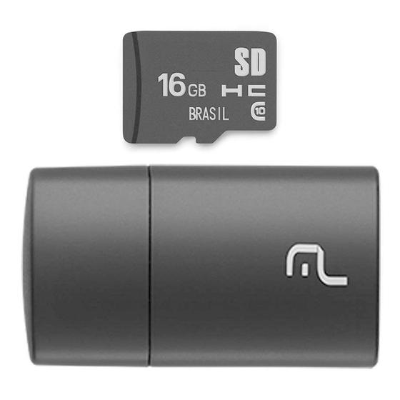 Imagem de Pen Drive 2 em 1 Leitor USB + Cartão de Memória Classe 10 16GB Multilaser - MC162